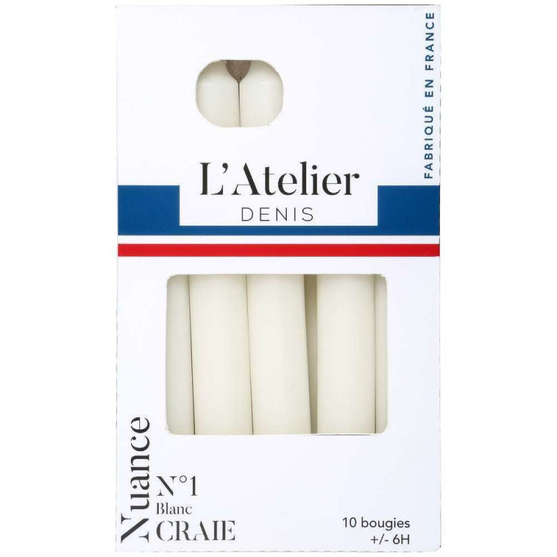 Lot de 10 bougies, coloris blanc - H. 17cm