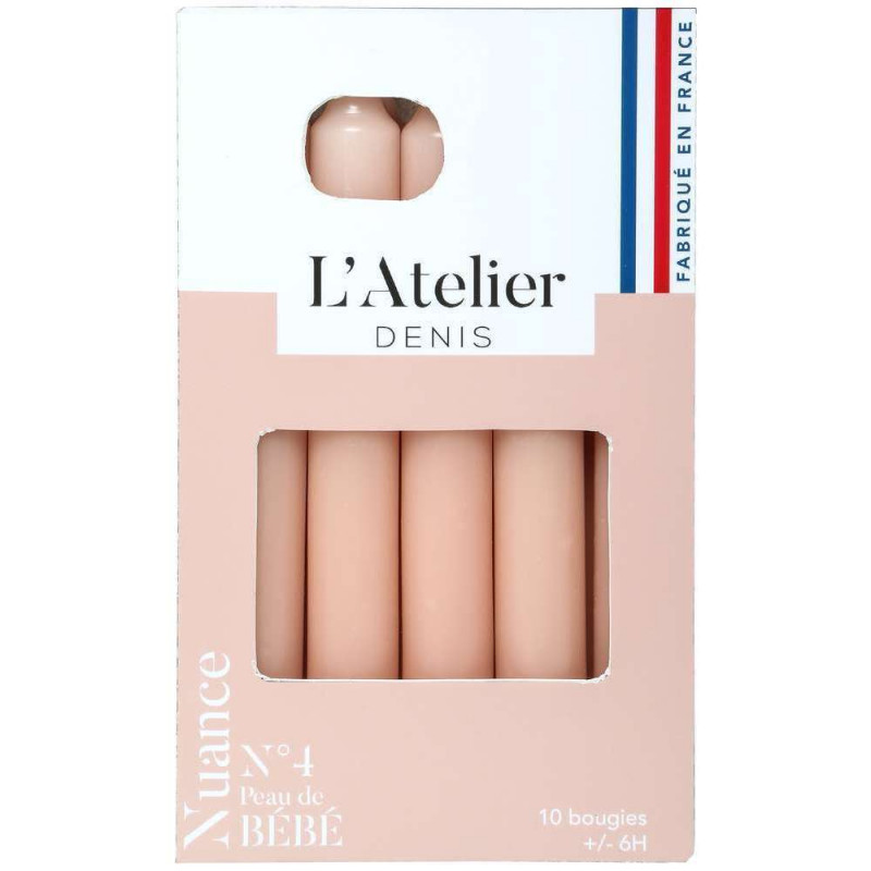 Lot de 10 bougies, coloris rose - H. 17cm