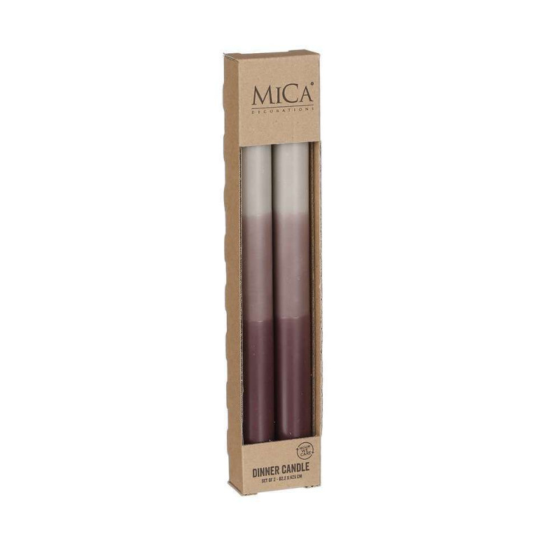 Lot 2 bougies Dip-Dye Diner Stearine violettes - H