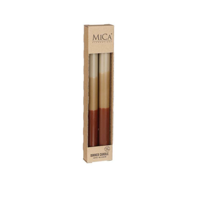 Lot 2 bougies Dip-Dye Diner Stearine marrons - H.