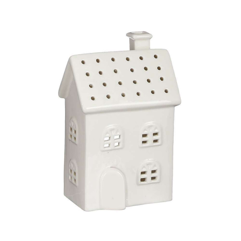 Photophore maison blanc - L.11,5xl.8xH.17,5cm