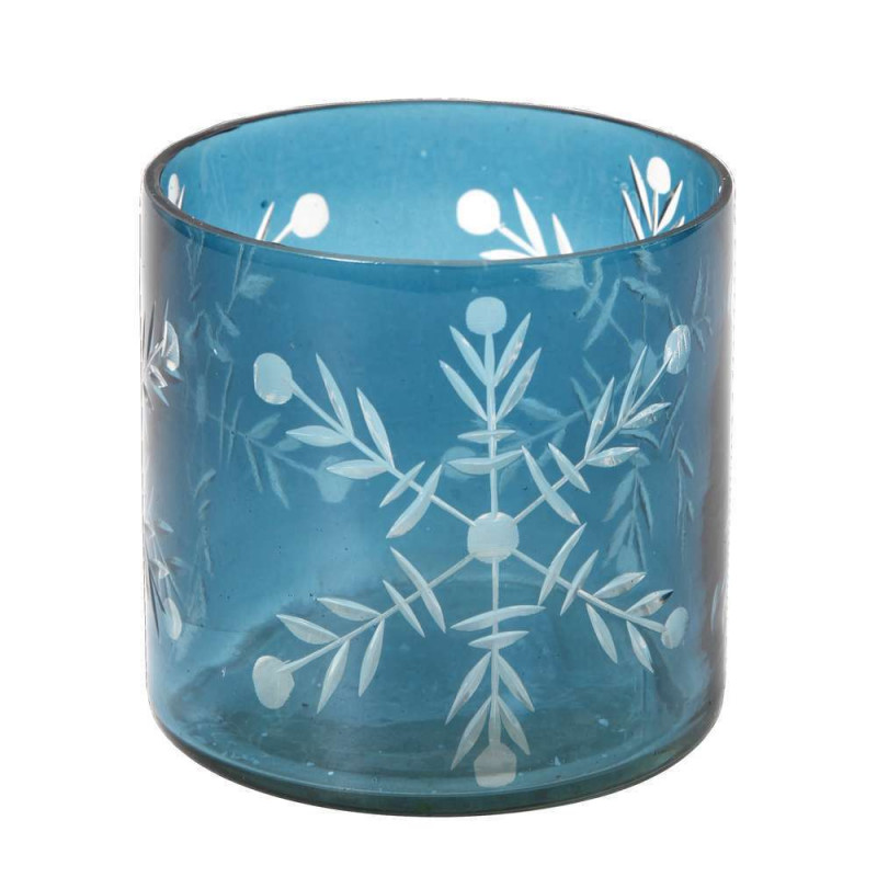 Photophore Flocon bleu en verre