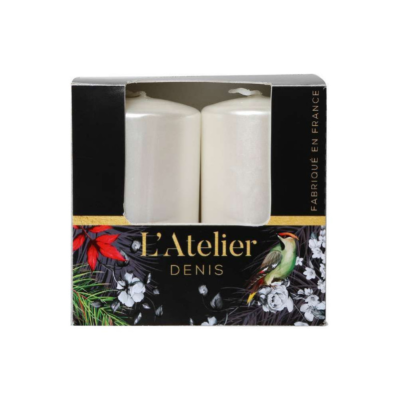 Bougies cylindriques de Noël x2 - Coloris Blanc na
