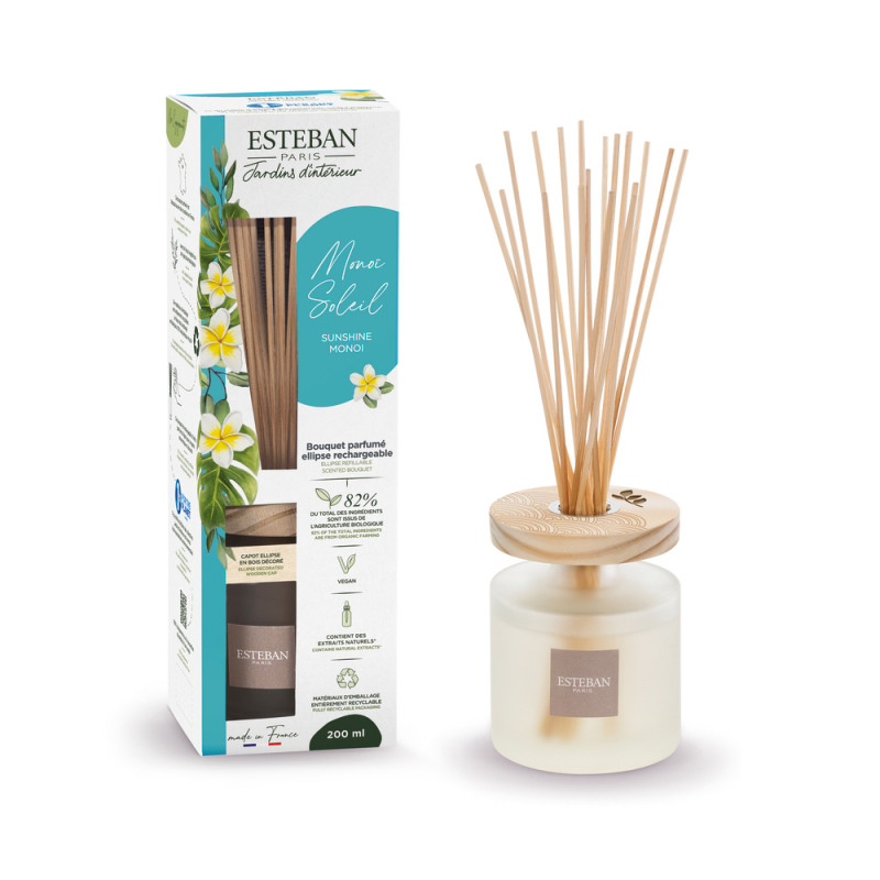 Bouquet parfumé et sa recharge - Monoï soleil 200