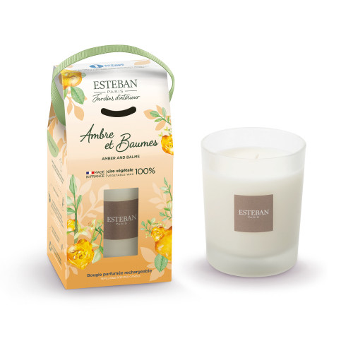 Bougie parfumée rechargeable 'Ambre et Baumes' - 1