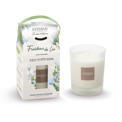 Bougie parfumée rechargeable 'Fraîcheur de lin' -