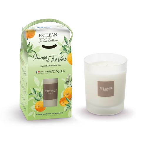 Bougie parfumée rechargeable 'Orange et Thé vert'
