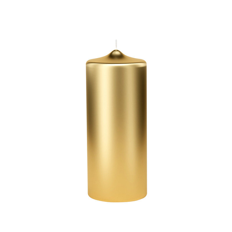Bougie cylindrique, coloris or - H. 15xD. 6cm