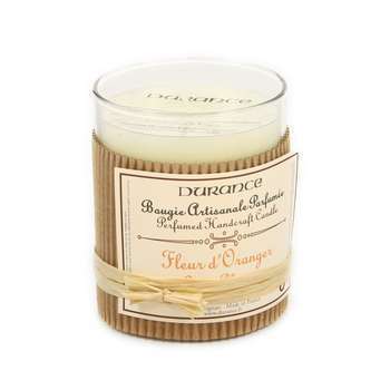 Bougie parfumée:verre/raphia 180g feuille thé