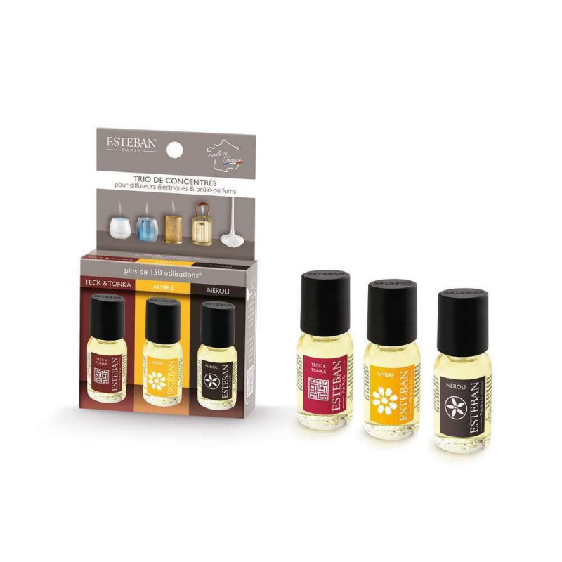 Trio de concentrés de parfum Teck et tonka, Ambre,