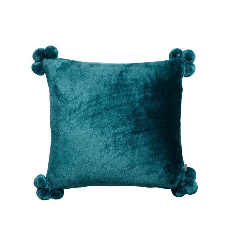 Coussin Tender pompons Paon - 45 x 45 cm