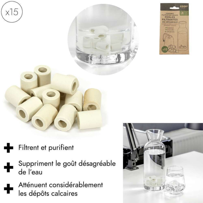 Lot de 15 Perles de céramique filtrante