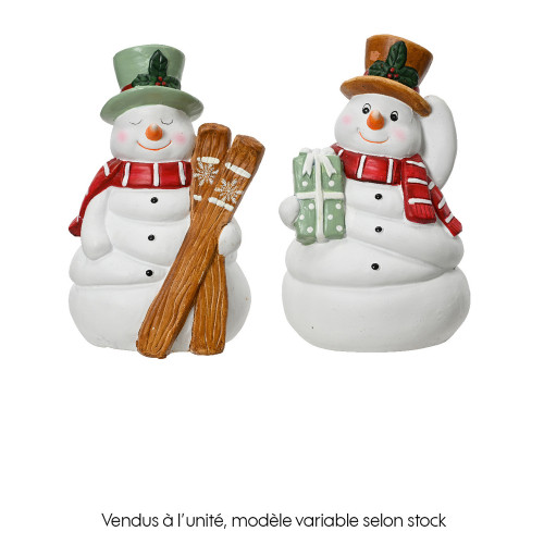 Figurine de Noël en terre cuite : Bonhomme de neig