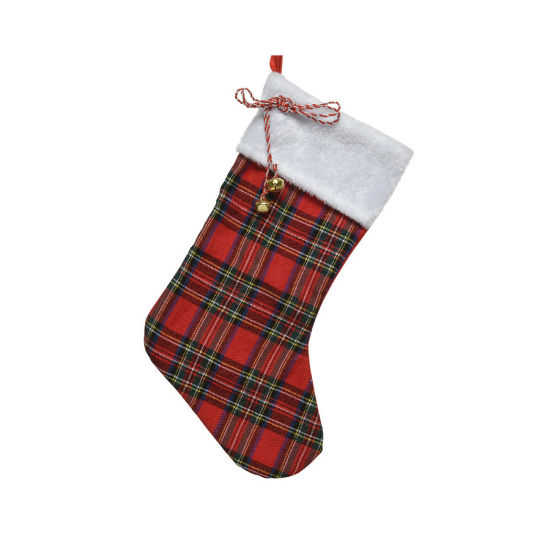 Chaussette de Noël, coloris rouge/blanc - H. 40cm