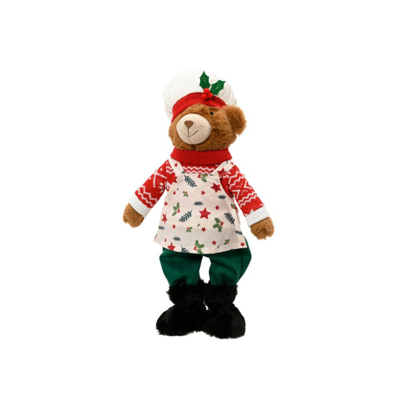 Décoration de Noël 'Ours cuisinier' - H. 33cm
