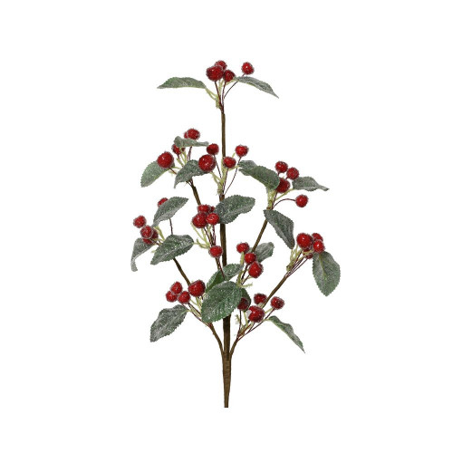 Branche de Noël 'Baie', coloris rouge et vert - H.