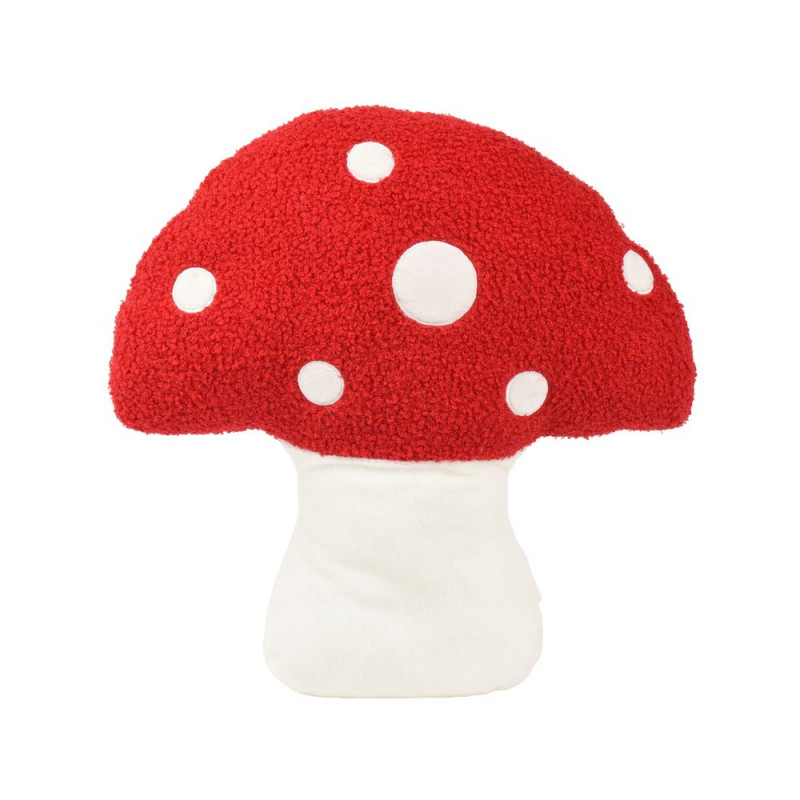 Coussin motif champignon, coloris rouge et blanc -