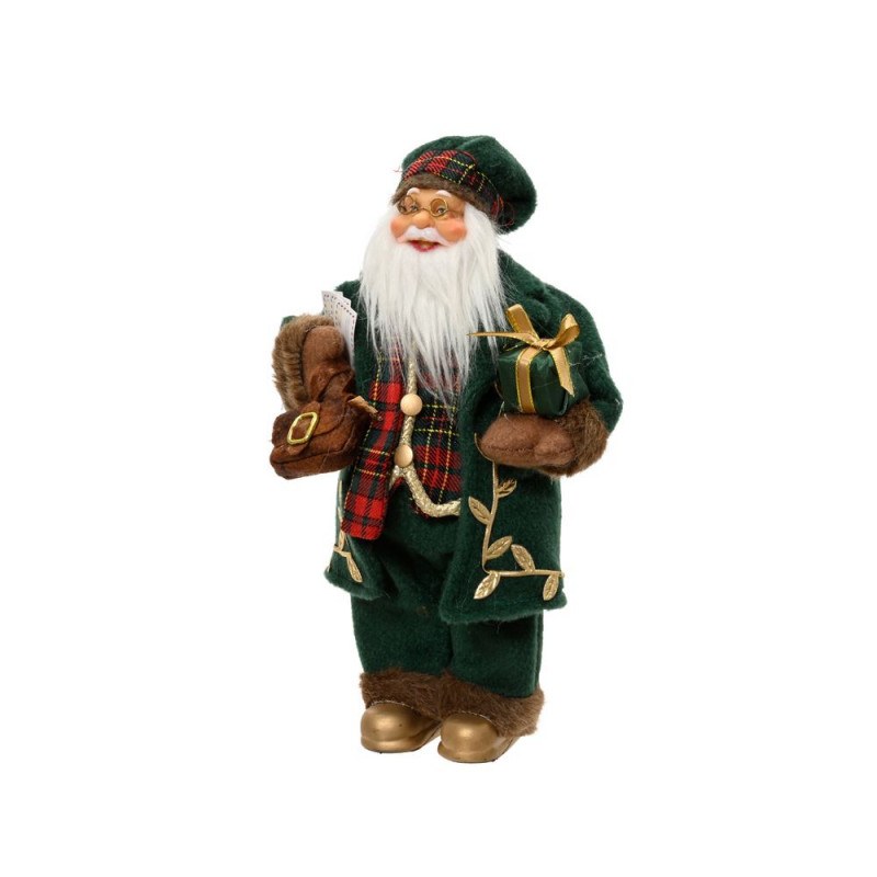 Père Noël décoratif, coloris rouge et vert - H. 30