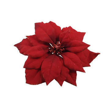 Poinsettia en tissu à clipser avec bord paillettes