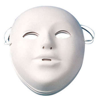 Set 5 masques: plastique, blanc, 15X18cm