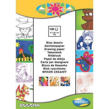 Bloc à dessins:100 feuilles,90g,A4,blanches