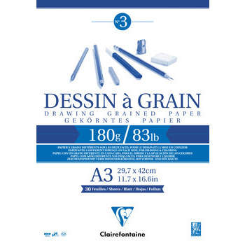 Bloc dessin à grain encollé de 30 feuilles (180g)