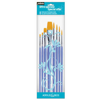 Pinceaux plats - ronds : polyamide doré x8