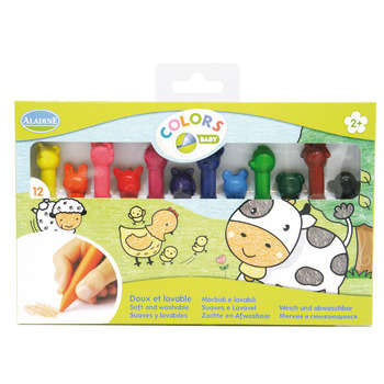 Crayons-cire : assortis x12, animaux