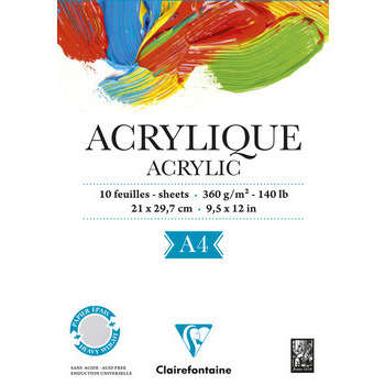 Bloc 10 feuilles pour acrylique : A4 (360g)