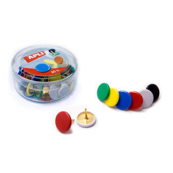 Punaises à tête ronde assorties x50, en plastique
