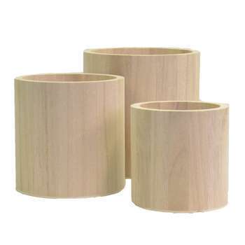 Set vases : ronds, bois, x3