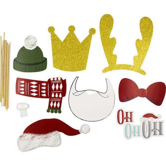 Kit photobooth Noël et accessoires - 8 pièces