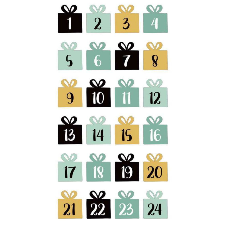24 autocollants puffies de noël - chiffres de l'av