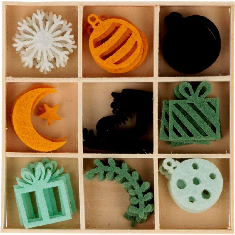 Embellissements 45 spièces feutrine Noël