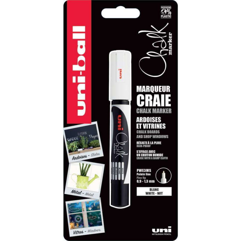 Marqueur craie fin blanc - Pointe ogive 0,9 à 1,3m