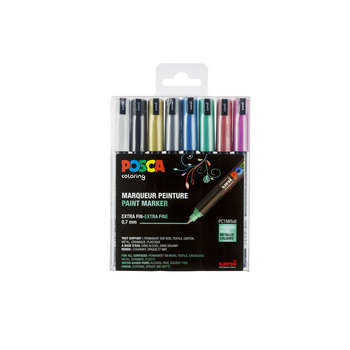 Set de 8 marqueurs Posca assortis, à pointe calibr