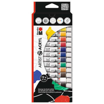 Set de peinture Artist Acryl,12 tubes de 12ml