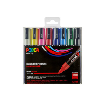 Set de 8 marqueurs Posca assortis, à pointe coniqu