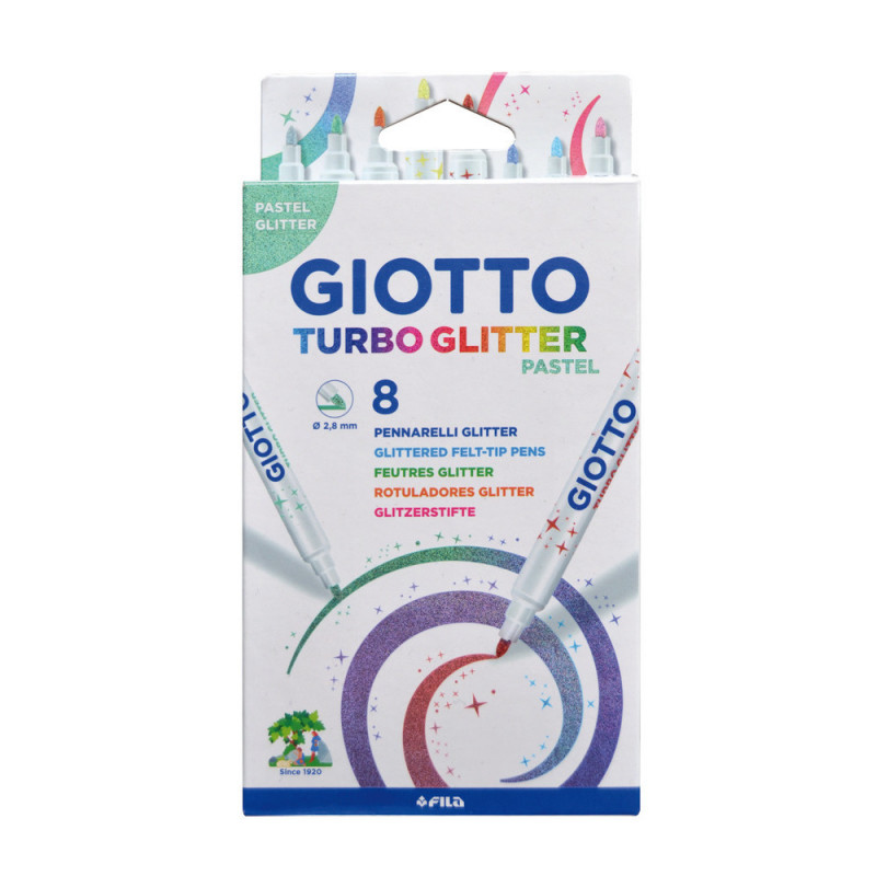 Feutres turbo Glitter pastel en étui x 8