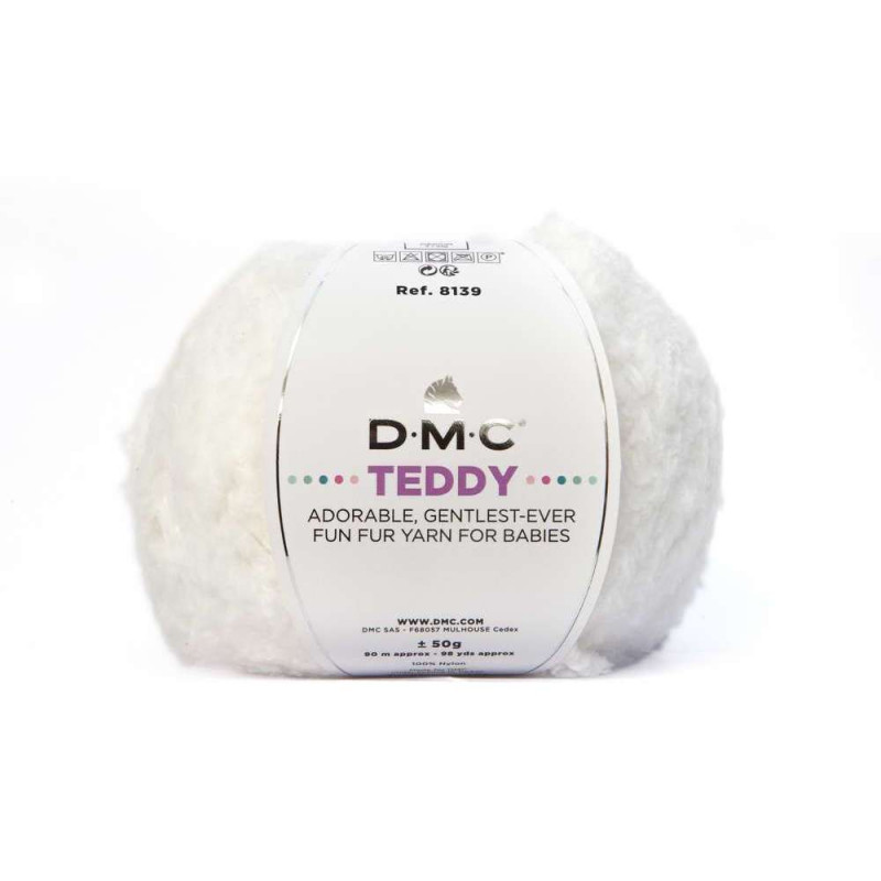 Pelote Teddy 100 % polyamide blanche - 50 g