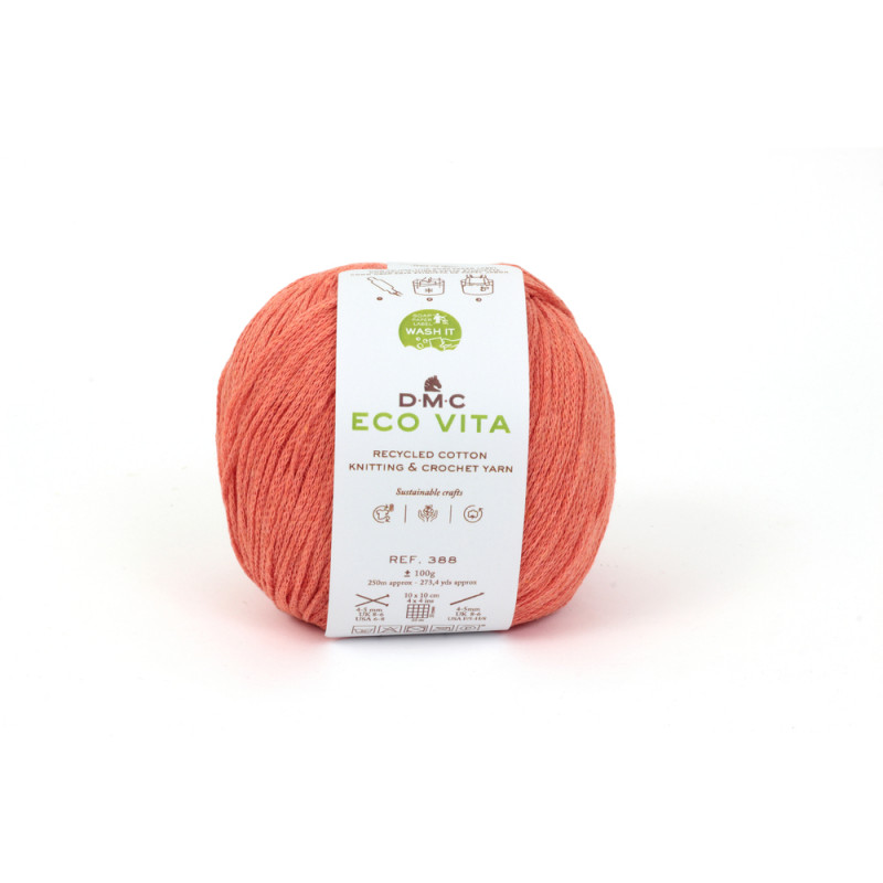 Fil Eco Vita coton recyclé orange pour aiguilles/c