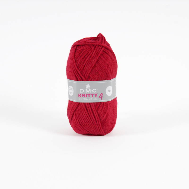 Pelote Knitty 4 en acrylique, coloris rouge 698 -
