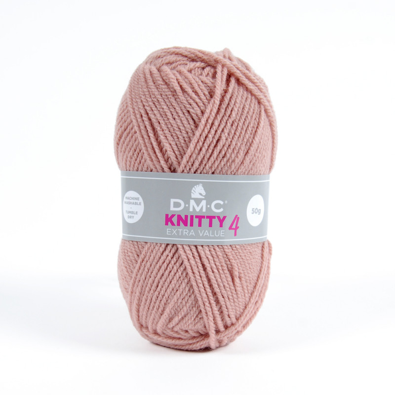 Pelote Knitty 4 en acrylique, coloris rose 614 - 5