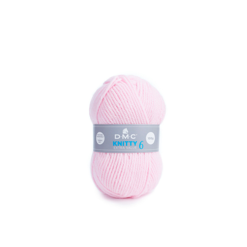 Pelote Knitty 6 en acrylique, coloris rose 958 - 1