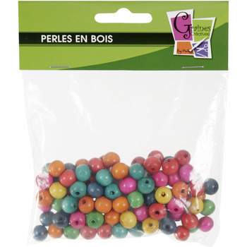 Perles en bois couleur : 100 perles, 10mm