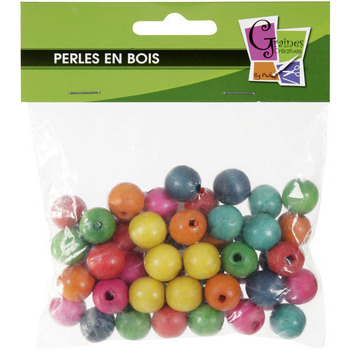 Perles en bois couleur : 50 perles, 15mm