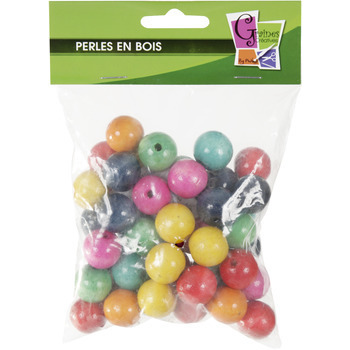 Sachet de 50 perles assorties, en bois Ø 20 mm (tr