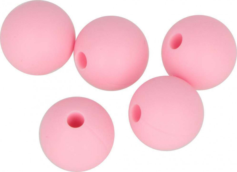 Perles en silicone ronde 10mm rose