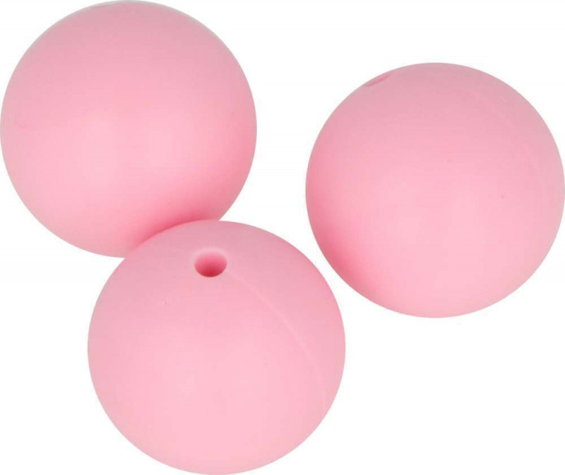 Perles en silicone ronde 15mm rose