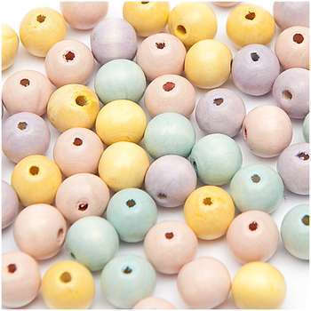 Perle en bois multicolors pastels (x10) - 6mm
